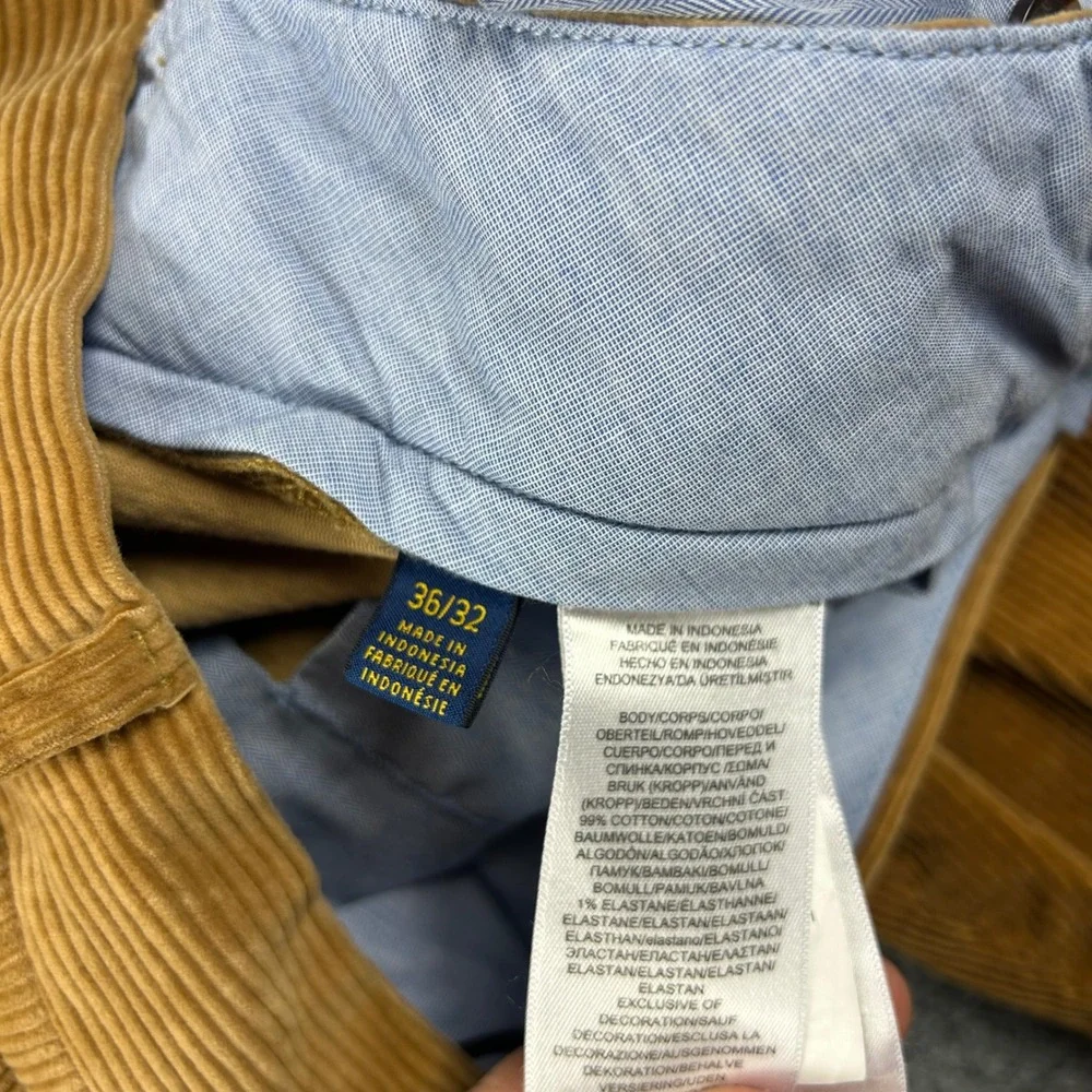 Polo Ralph Lauren Corduroy Pants‎ Mens 36x32 Tan Stretch Classic Fit Trousers